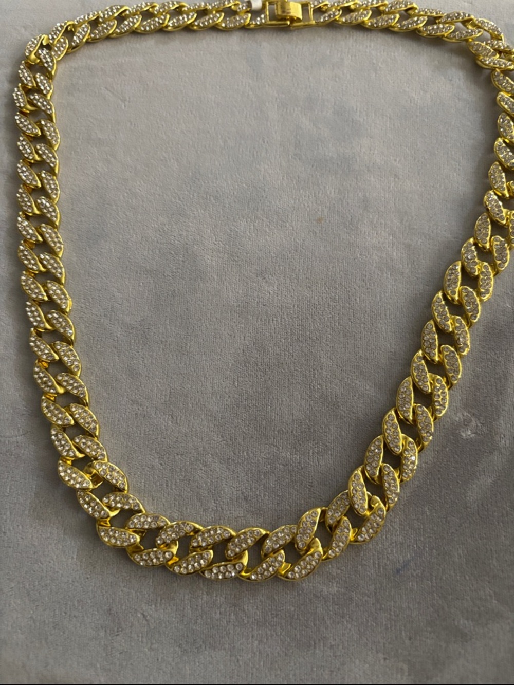 Gold Crystal Pavé Cuban Link Chain Necklace for Men